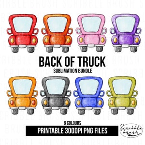 Colourful Vintage back of truck sublimation PNG designs, old truck printable PNG, DTG