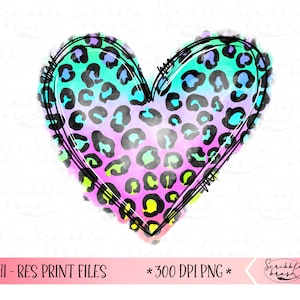 Ombre leopard print pattern heart frame for sublimation, direct to garment