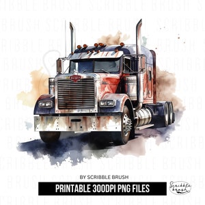 American Semi Truck PNG Clipart, Classic Semi Truck Sublimation Design, Printable Truck PNG Illustration, Trucker PNg, Digital Download