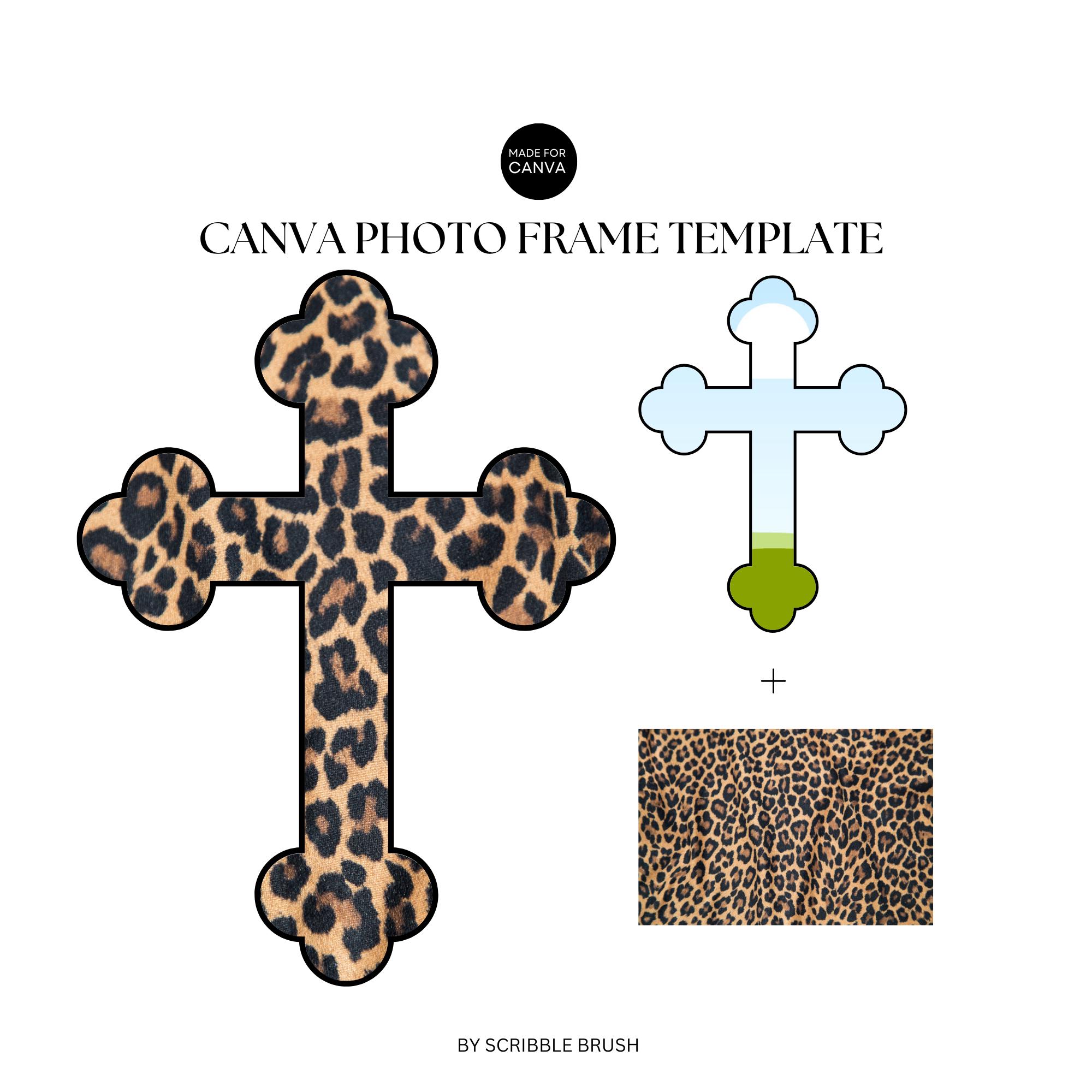 Cross Canva Frame Template, Cross Photo Frame, Editable Photo, Pattern ...