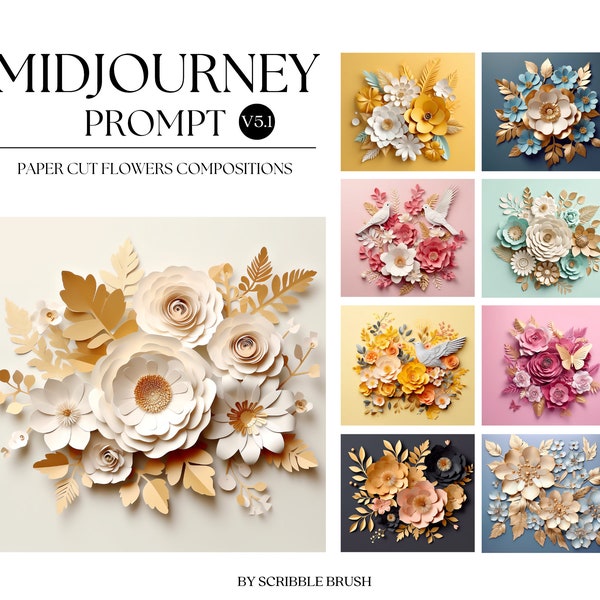 Midjourney Prompt, 3D Clay Flowers Prompt, Paper Cut Flower Prompts, Ai Art, Midjourney V5, Flowers AI art prompt, Digital Art, prompting