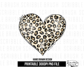 Hart met luipaardprint, png-bestand: sublimatie voor verdrietige Valentijnsdag (digitale download)