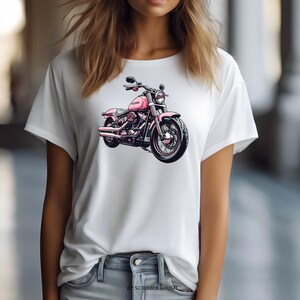 Pink Harley Motorcycle PNG Sublimation Design, Girl Biker Shirt Design, Biker Wife Gift Harley Motorbike Clipart, Printable Motorbike PNG image 6