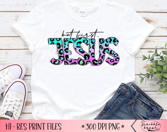 Leopard Print Jesus Sublimation PNG: Christian Design (Digital Download)