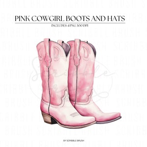 Pink watercolor cowgirl boots PNG Clipart, Watercolor Clipart, western girl clipart