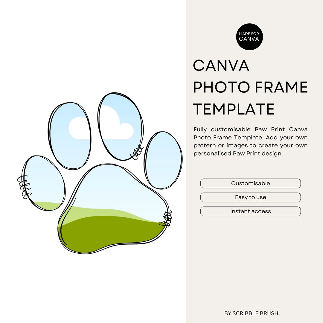 Add Your Own Dog Paw Canva Frame Template, Add Your Own Pattern Photo ...