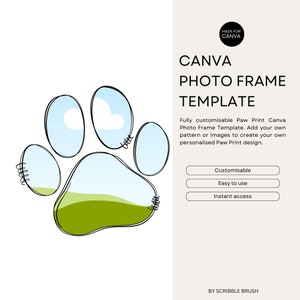Dog Paw Canva Frame Template, Add Your Own Pattern Photo Frame Canva Template, Create Your Own Drag and Drop Canva Photo Frame Design