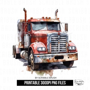 American Semi Truck PNG Clipart, Red Semi Truck Sublimation Design, Printable Truck PNG Illustration, Trucker PNG, Digital Download