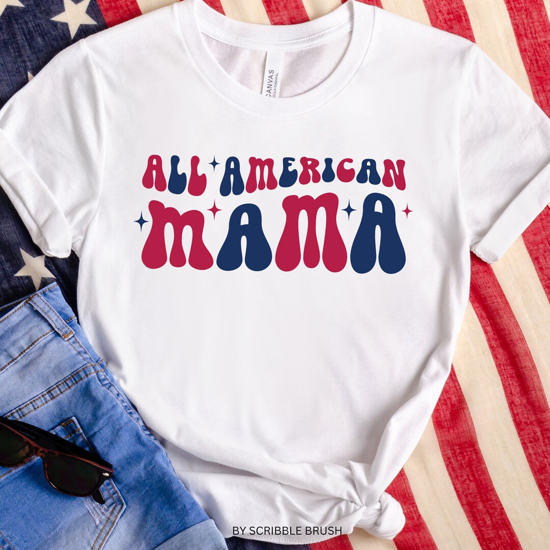 All American Mama Retro SVG: 4th of July Patriotic Design (PNG, DXF) - Etsy