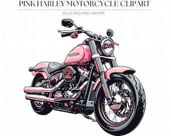 Pink Harley Motorcycle PNG Sublimation Design, Girl Biker Shirt Design, Biker Wife Gift Harley Motorbike Clipart, Printable Motorbike PNG