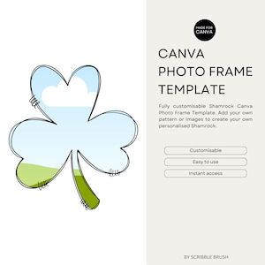 Clover, Shamrock Canva Photo Frame Template, Add Your Own Pattern Photo Frame, Create Your Own Drag and Drop Canva Photo Frame Design