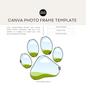Dog Paw Photo Frame Canva Template: Drag & Drop Design (Digital Download)