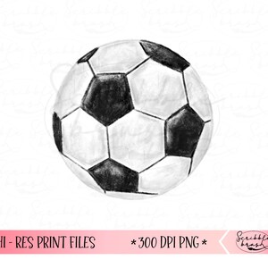 Hand drawn watercolour soccer ball for sublimation and direct to garment printing