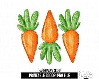 Cenouras de Páscoa em aquarela PNG: Design de sublimação para impressão (download digital)