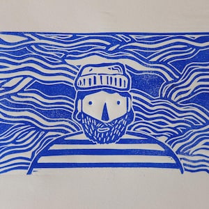 Linocut Print Fisherman