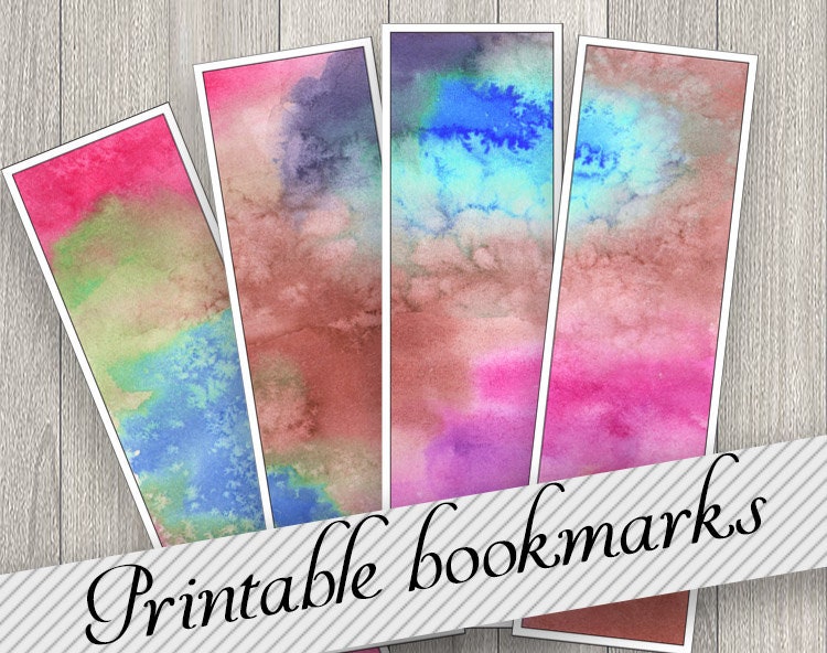 galaxy bookmarks set digital bookmarks to print watercolor etsy