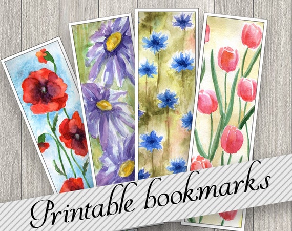 printable watercolor flowers bookmarks for books bookish etsy ireland