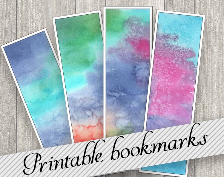 digital bookmarks to print watercolor bookmarks set book etsy