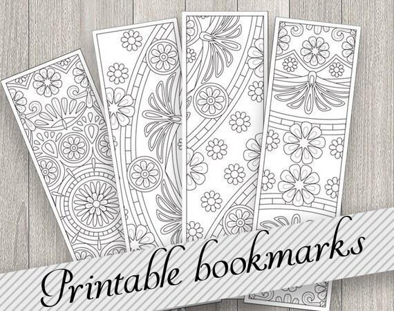 coloring bookmarks to print printable floral bookmarks set of etsy
