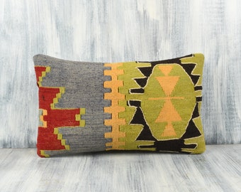 12x20 Kilim Pillow Cover Accent Throw Pillow Vintage Kilim Pillow Floor Cushion Cover E556 Bohemian Sham Cover Handwoven Kilim Lumbar