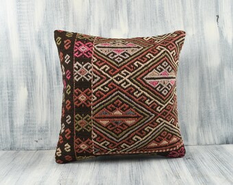 vintage pillow turkish pillow kilim pillow cover bohemian pillow E1321 kilim cushion cover 18x18 kilim pillow decorative pillow