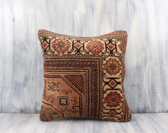 Throw Pillow 24x24 Handwoven Turkish Kilim Pillow Beeding Floor Cushion Cover Textured Kilim Pillow Boho Pillow Bohemian Kilim Pillow