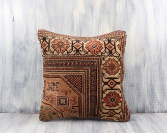 Throw Pillow 24x24 Handwoven Turkish Kilim Pillow Beeding Floor Cushion Cover Textured Kilim Pillow Boho Pillow Bohemian Kilim Pillow