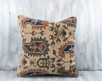 Throw Pillow 24x24 Handwoven Turkish Kilim Pillow Beeding Floor Cushion Cover Textured Kilim Pillow Boho Pillow Bohemian Kilim Pillow