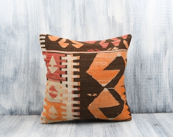 Throw Pillow 24x24 Handwoven Turkish Kilim Pillow Beeding Floor Cushion Cover Textured Kilim Pillow Boho Pillow Bohemian Kilim Pillow