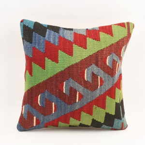 Pink Striped Throw Pillow Cover, 16x16 Decorative Kilim Pillow, Pink Pillow, Pink Cushion Cover, Stripe Pillow Cover, Home Decor, Kilim Rug