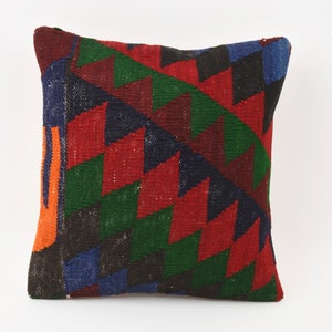 Kilim Pillow, Turkish Kilim Pillow, 16x16 Pillow Case, Bohemian Kilim Pillow, Decorative Throw Pillow, Home Decor, Cushion Cover, Boho Decor
