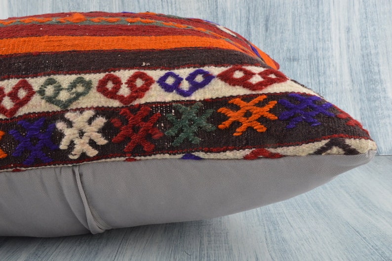 Bohemian Kilim Lumbar Accent Tribal Pillow Cover Aztec Sham Cover 16x24 Kilim Pillow Cover Sofa Cushion Cover Decorative Throw Pillow