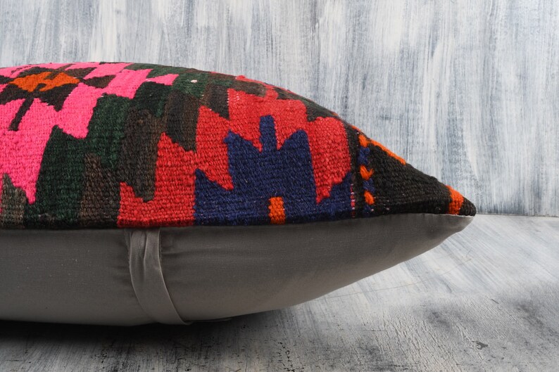Throw Pillow 24x24 Handwoven Turkish Kilim Pillow Beeding Floor Cushion Cover Textured Kilim Pillow Boho Pillow Bohemian Kilim Pillow