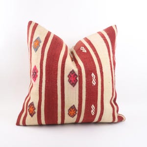 Ethnic Kilim Pillow, 24x24 Kilim Pillow, Turkish Kilim Pillow, Vintage Kilim Pillow, Sofa Pillow, Handmade Lumbar Pillow, Cushion Cover