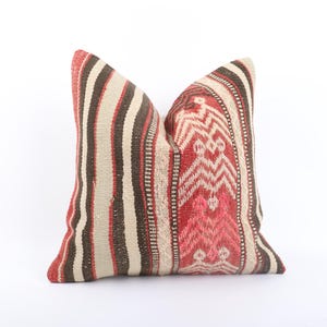 Ethnic Kilim Pillow, 16x16 Decorative Turkish Kilim Pillow, Bohemian Lumbar Pillow, Accent Pillow, Boho Tibal Pillow, Couch Throw Pillow