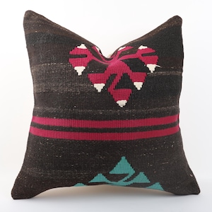 Kilim Pillow, 24x24 Turkish Kilim Pillow, Handmade Anatolian Kilim Pillow, Boho Tribal Pillow, Home Decor, Sofa Accent Pillow, Cushion Cover