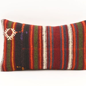 Vintage Kilim Pillow, 12x20 Bohemian Kilim Pillow, Handwoven Kilim Pillow, Decorative Kilim Pillow, Throw Pillow, Cushion Cover, Home Decor