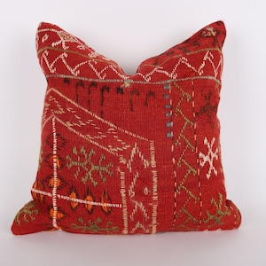 Textured Accent Pillow, 16x16 Handwoven Turkish Kilim Pillow, Home Decor, Boho Pillow, Ethnic Kilim Pillow, Throw Pillow, Cushion Cover