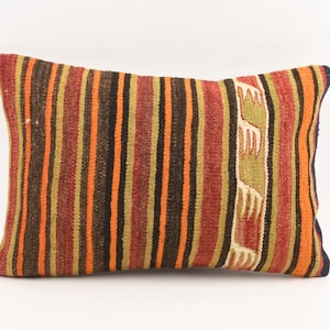 16x24 Lumbar Kilim Pillow, Decorative Kilim Pillow, Throw Pillow, 16x24 Lumbar Kilim Pillow, Turkish Kilim Pillow, Cushion Cover
