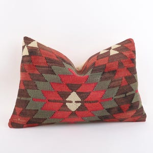 16x24 Anatolian Turkish Kilim Pillow, Handwoven Tribal Boho Pillow, Decorative Throw Pillow, Cushion Cover, Home Decor, Couch Pillow