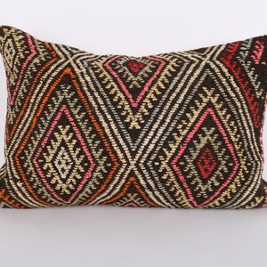 Bohemian Kilim Lumbar, 16x24 Pillow Cover, Handwoven Carpet Pillow, Ethnic Carpet Pillow, Sofa Throw Pillow, Kilim Cushion Cover, Home Decor