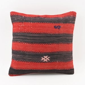 Kilim Pillow Cover, 16x16 Pillow Case, Bohemian Carpet Pillow, Handwoven Kilim Lumbar, Couch Throw Pillow, Cushion Cover, Euro Sham Cover