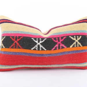 12x20 Turkish Kilim Pillow, Bohemian Kilim Pillow, Sofa Pillow, Home Decor, Ethnic Kilim Pillow, 12x20 Anatolian Kilim Pillow, Lumbar Pillow