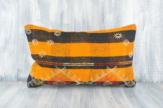 12x20 Kilim Pillow Cover Accent Throw Pillow Vintage Kilim Pillow Floor Cushion Cover E556 Bohemian Sham Cover Handwoven Kilim Lumbar