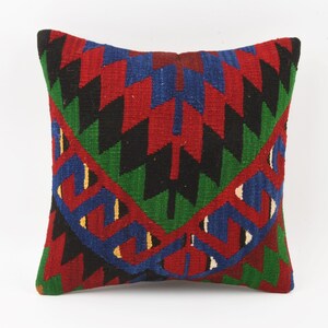 Ethnic Kilim Pillow, 16x16 Pillow Cover, Turkish Kilim Pillow, Decorative Throw Pillow, Home Decor, Boho Pillow, Kilim Cushion Cover