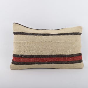 Anatolian Kilim Pillow, 12x20 Turkish Kilim Pillow, Boho Carpet Pillow, Bohemian Sham Cover, Vintage Kilim Pillow, Couch Throw Pillow