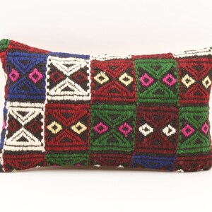 Anatolian Kilim Pillow, 12x20 Turkish Kilim Pillow, Bohemian Kilim Pillow, Throw Pillow, Couch Accent Pillow, Cushion Cover, Tribal Pillow