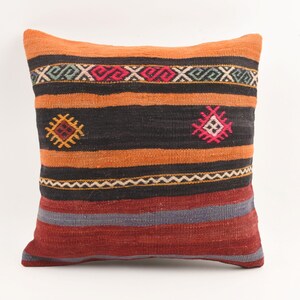 Bohemian Kilim Pillow, 18x18 Ethnic Kilim Pillow, Handmade Kilim Cushion Cover, Sofa Aztec Pillow, Turkey Pillow, Kilim Rug, Boho Pillow