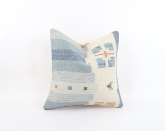 Vintage Kilim Pillow, 18x18 Pillow Cover, Decorative Turkish Kilim Pillow, Bohemian Kilim Pillow, Tribal Couch Pillow, Cushion Cover