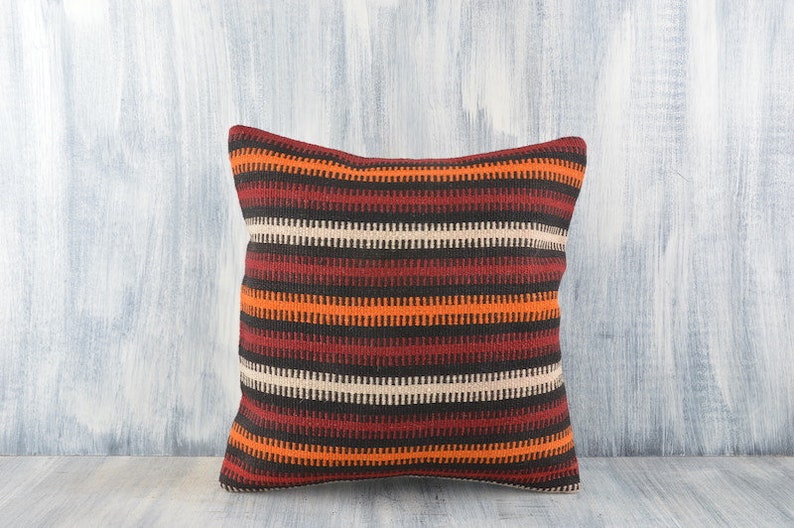 Kilim Rug Sofa Throw Pillow Bohemian Kilim Pillow Home Decor Decorative Throw Pillow 16x16 Vintage Kilim Pillow Kilim Cushion Cover